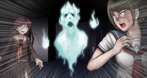 CG of Komaru seeing a ghost.